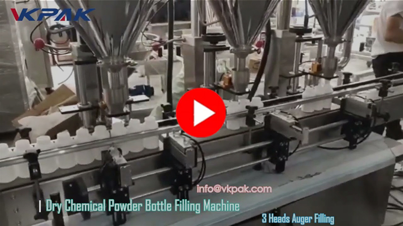 Автоматическая машина для розлива порошка в бутылки с тремя головками