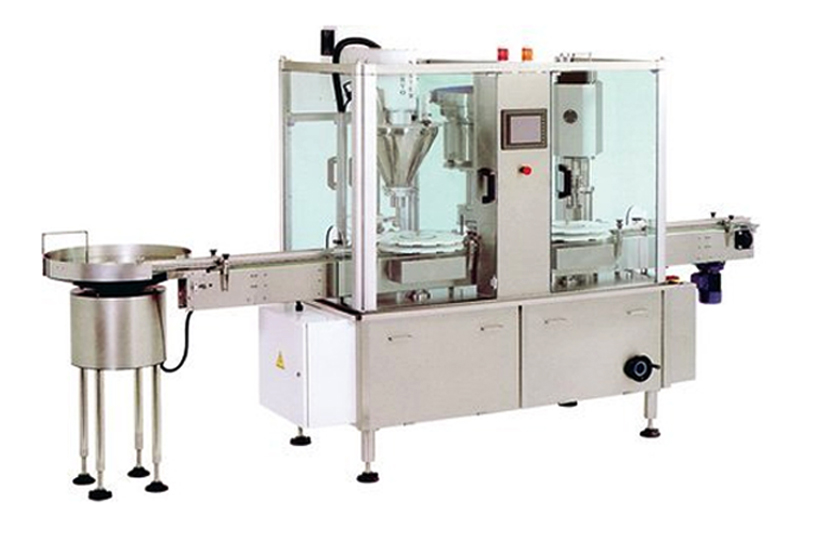 automatic bottled powder filling capping equipment Машины для растаривания круглых бутылок, машины для розлива и укупорки бутылок